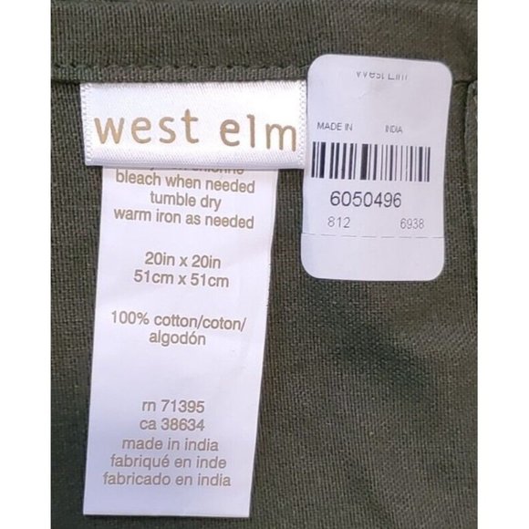 West Elm Cotton Placemats Set of 4 Dark Green Red Hues EAT Embroidered Excellent - Picture 3 of 3